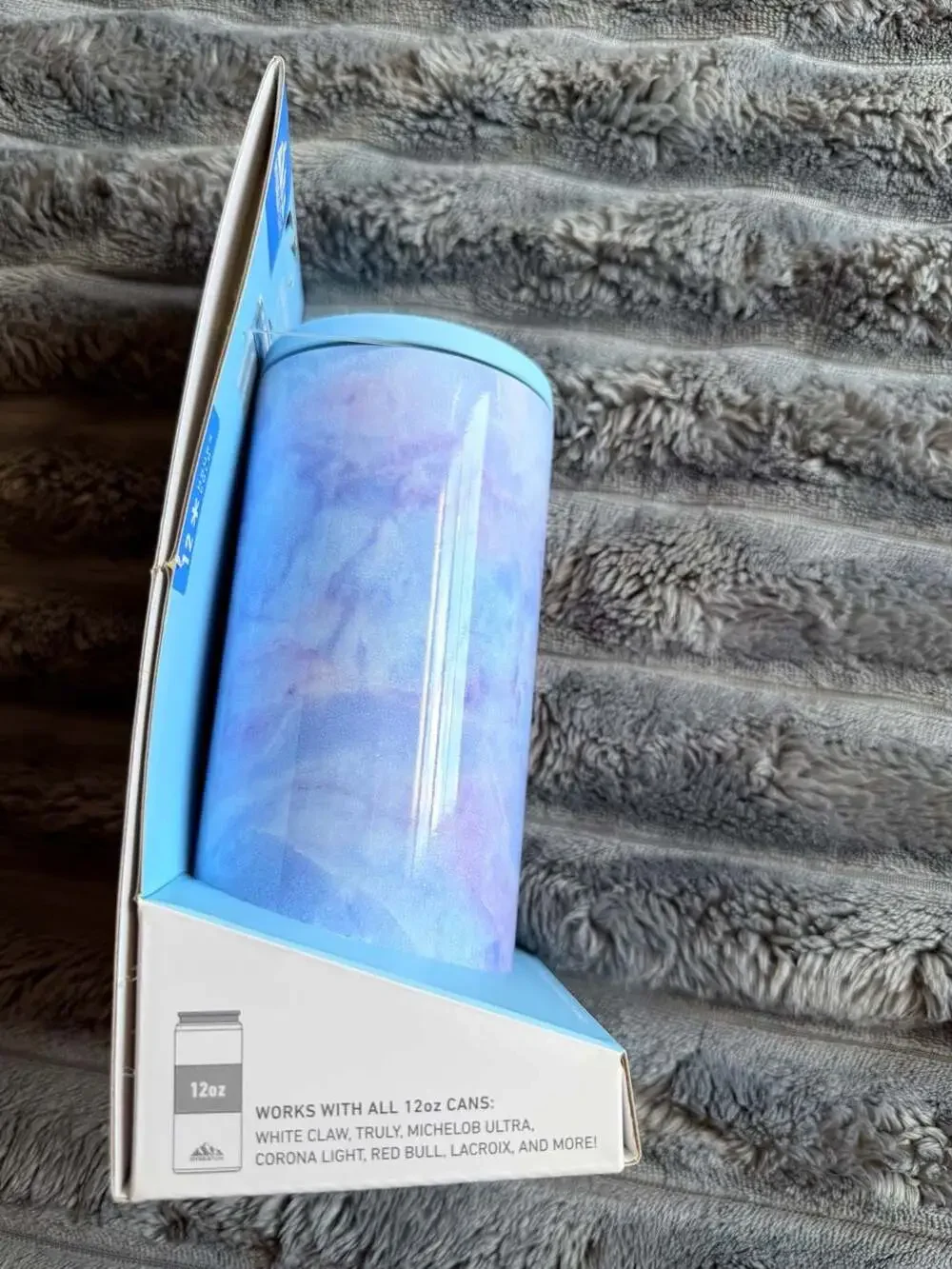 HydraPeak 12oz Slim Can Cooler in Blue Watercolor Tie-Dye